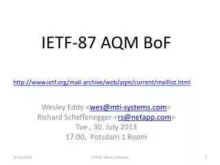 IETF-87 AQM BoF