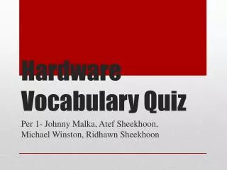 hardware vocabulary quiz