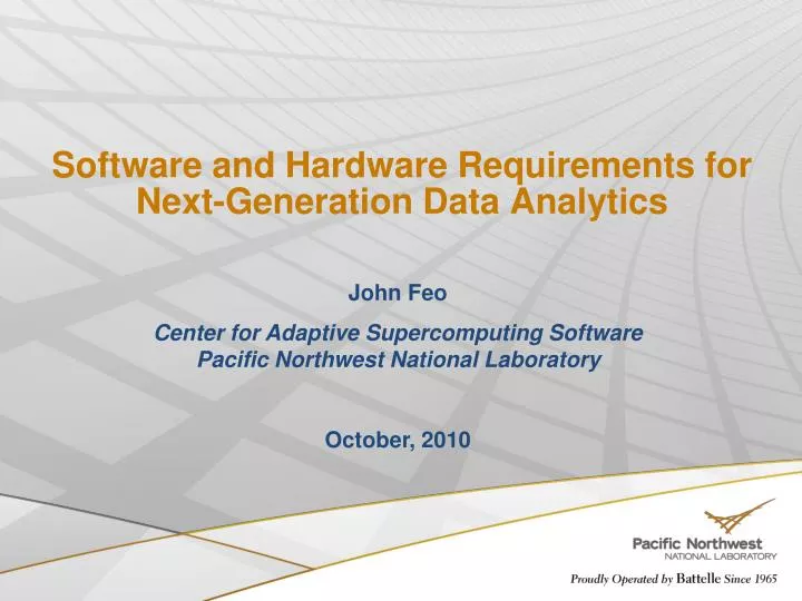 software and hardware requirements for next generation data analytics