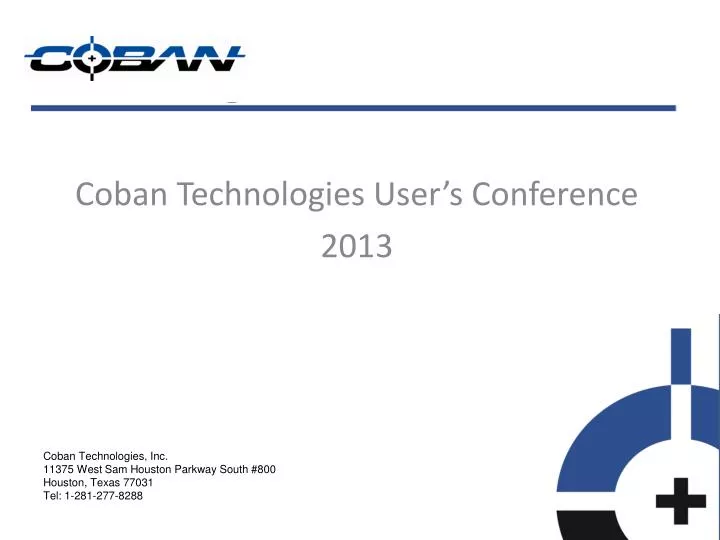 coban technologies user s conference 2013