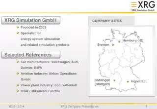 XRG Simulation GmbH Founded in 2005 Specialist for energy system simulation and related simulation products Selected Re