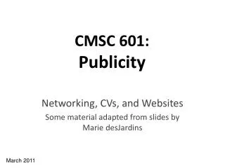 CMSC 601: Publicity