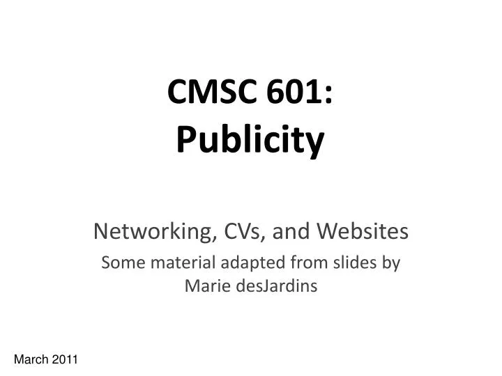 cmsc 601 publicity
