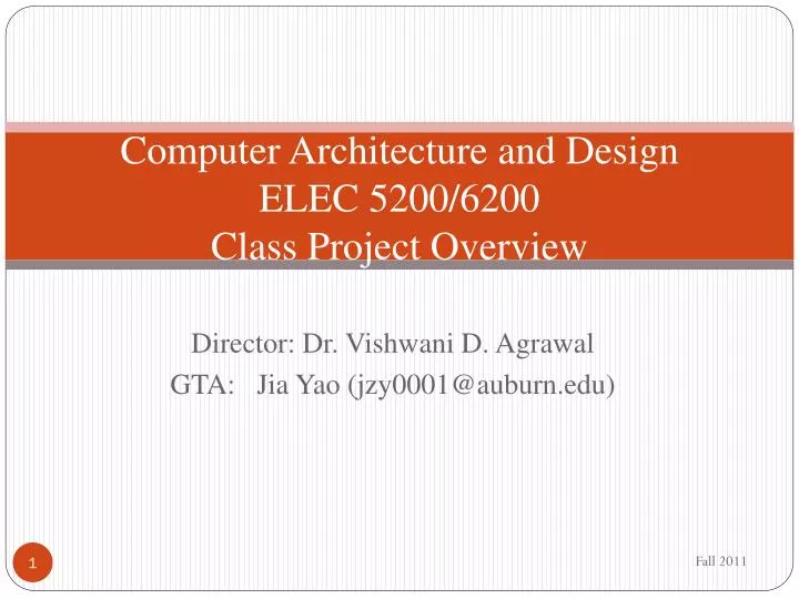 computer architecture and design elec 5200 6200 class project overview