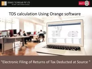 TDS calculation Using Orange software