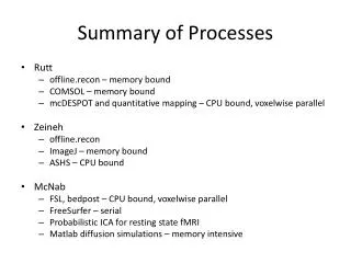 Summary of Processes