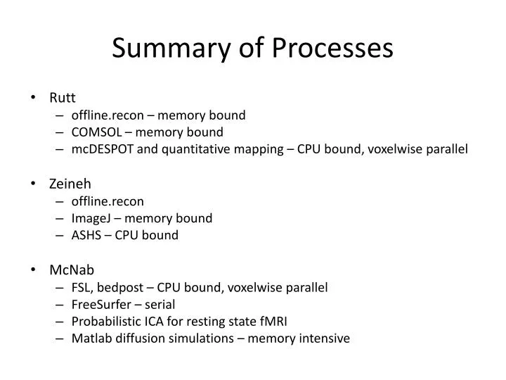 summary of processes