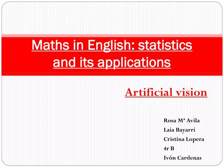 maths in english statistics and its applications