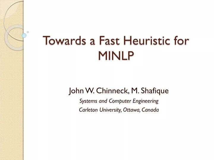 towards a fast heuristic for minlp