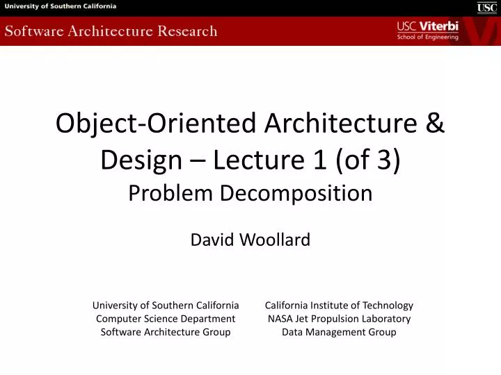 object oriented architecture design lecture 1 of 3 problem decomposition