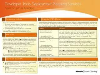 Developer Tools Deployment Planning Services
