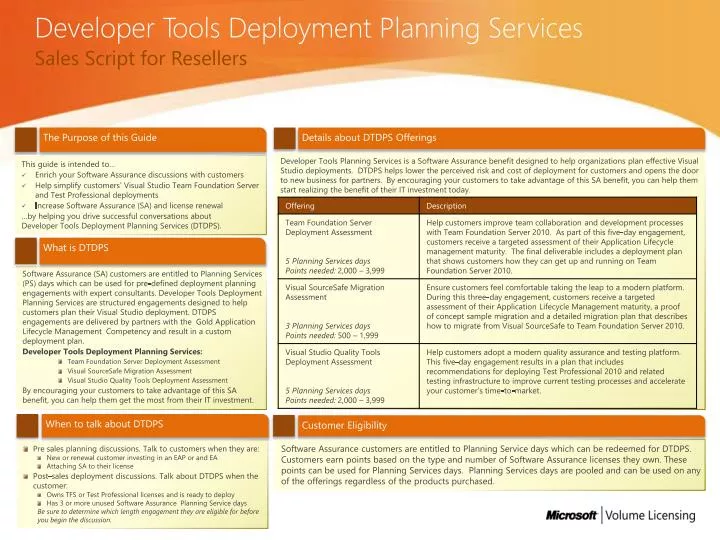 developer tools deployment planning services