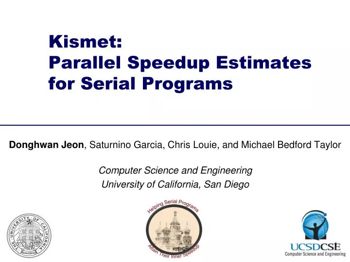 kismet parallel speedup estimates for serial programs