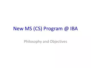 New MS (CS) Program @ IBA