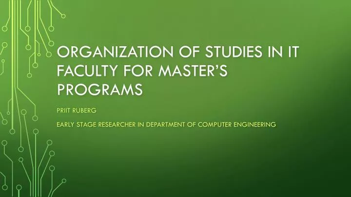 organization of studies in it faculty for master s programs