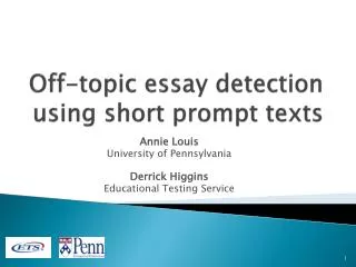 Off-topic essay detection using short prompt texts