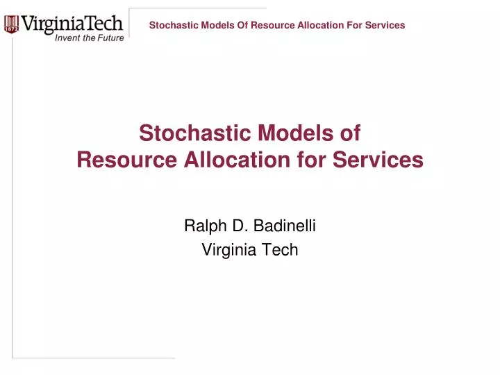 stochastic models of resource allocation for services