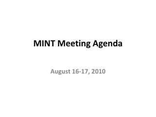 MINT Meeting Agenda