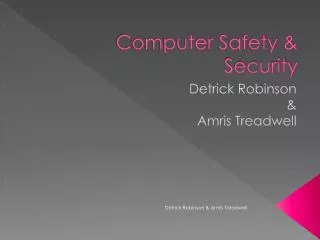 Computer Safety &amp; Security