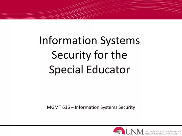information systems security for the special educator