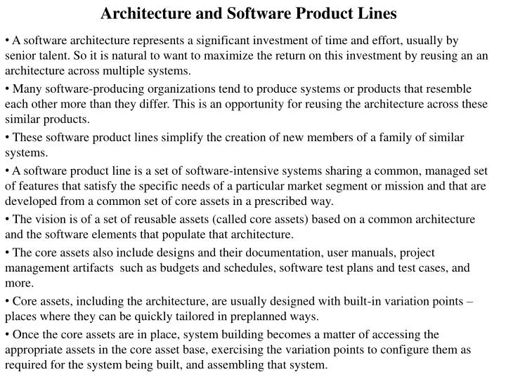 architecture and software product lines