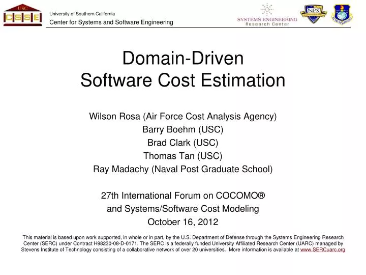 domain driven software cost estimation