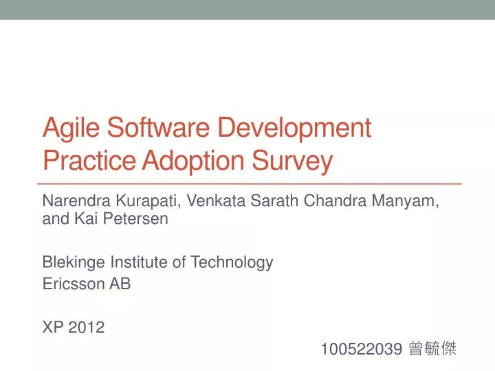 agile software development practice adoption survey