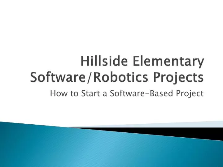 hillside elementary software robotics projects