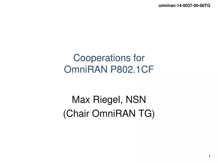 c ooperations for omniran p802 1cf