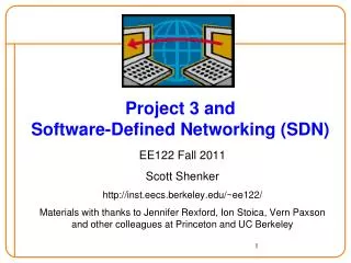 Project 3 and Software-Defined Networking (SDN)