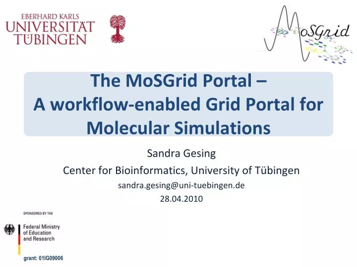 the mosgrid portal a workflow enabled grid portal for molecular simulations