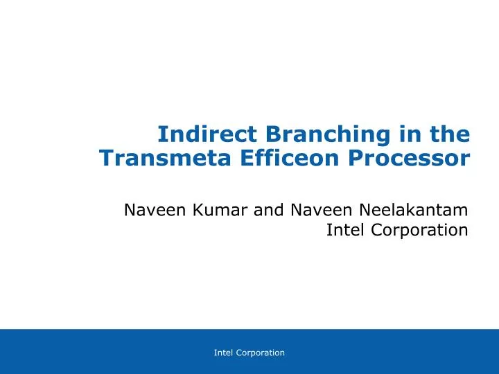 indirect branching in the transmeta efficeon processor