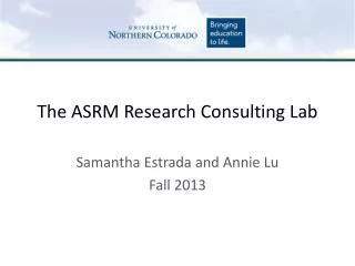 The ASRM Research Consulting Lab