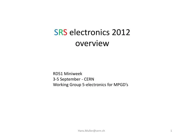 s r s electronics 2012 overview