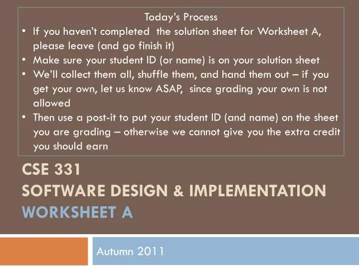 cse 331 software design implementation worksheet a