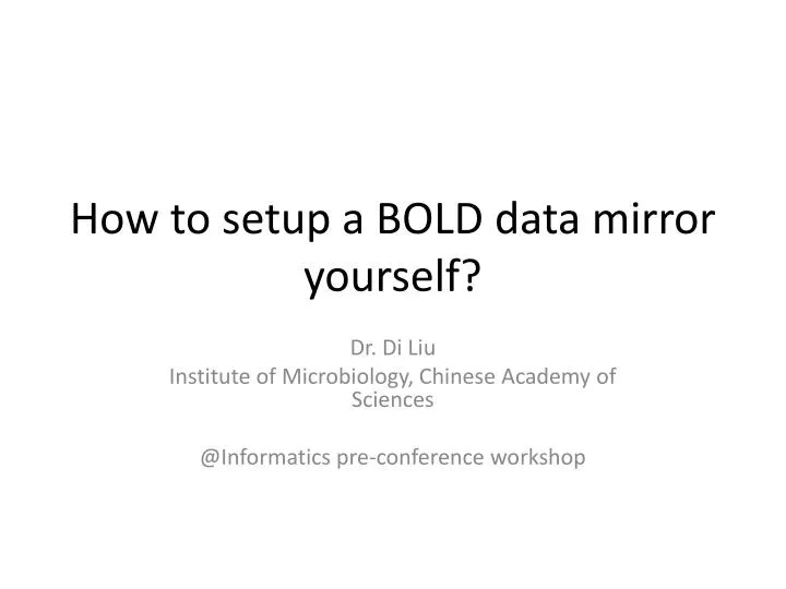 how to setup a bold data mirror yourself