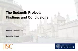 The Sudamih Project: Findings and Conclusions