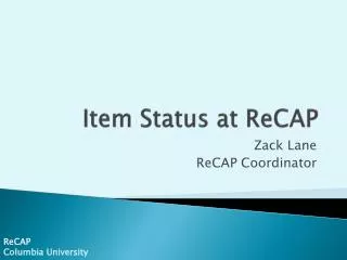Item Status at ReCAP