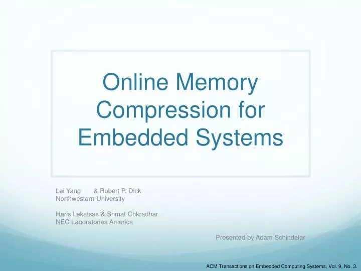 online memory compression for embedded systems