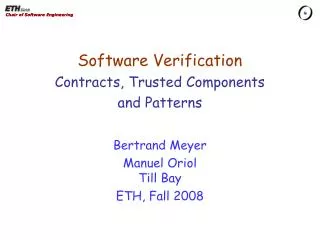 Software Verification Contracts, Trusted Components and Patterns