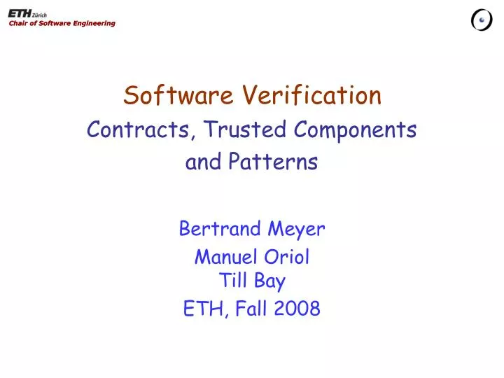 software verification contracts trusted components and patterns