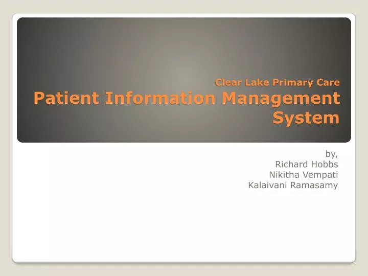 clear lake primary care patient information management system