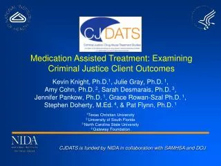 CJDATS is funded by NIDA in collaboration with SAMHSA and DOJ