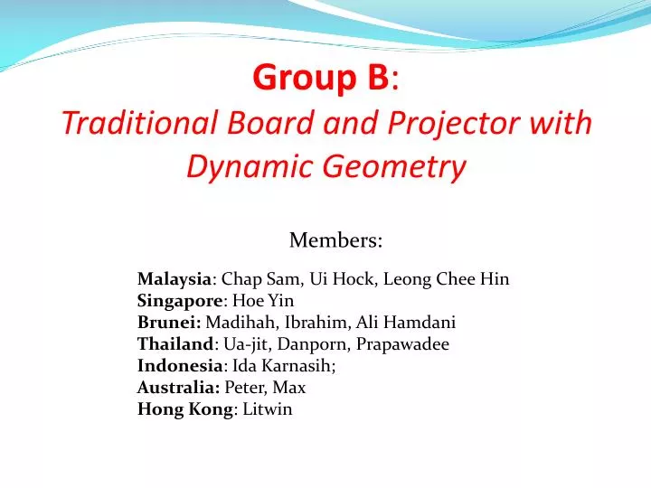 group b traditional board and projector with dynamic geometry