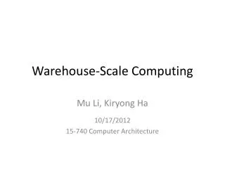 Warehouse-Scale Computing