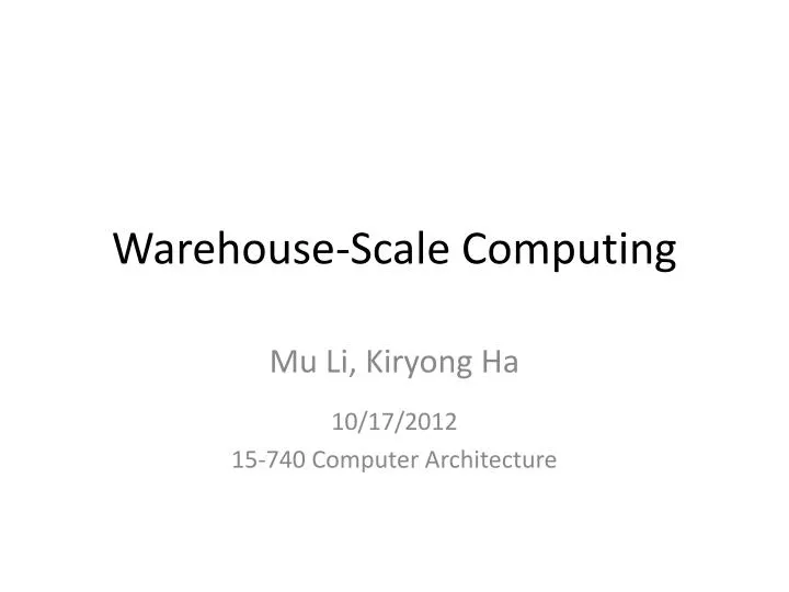 warehouse scale computing