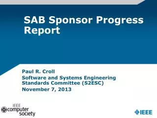 SAB Sponsor Progress Report