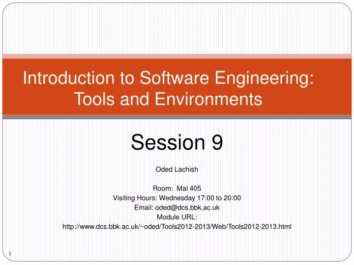 introduction to software engineering tools and environments