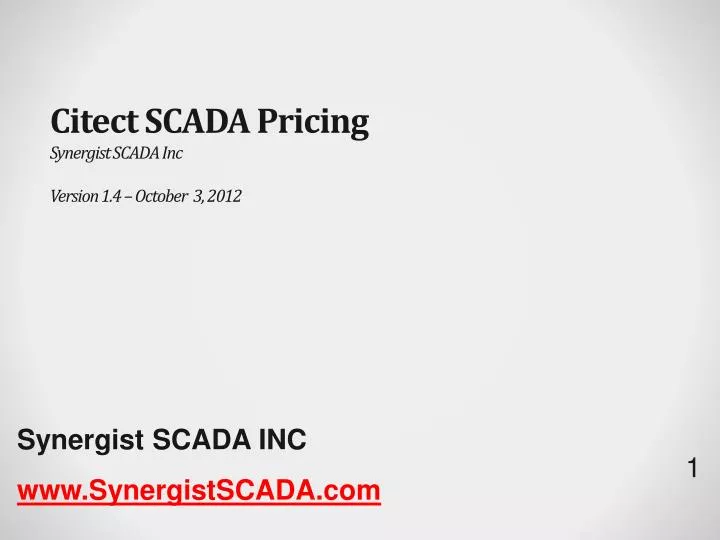 citect scada pricing synergist scada inc version 1 4 october 3 2012