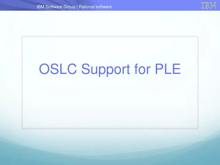 oslc support for ple